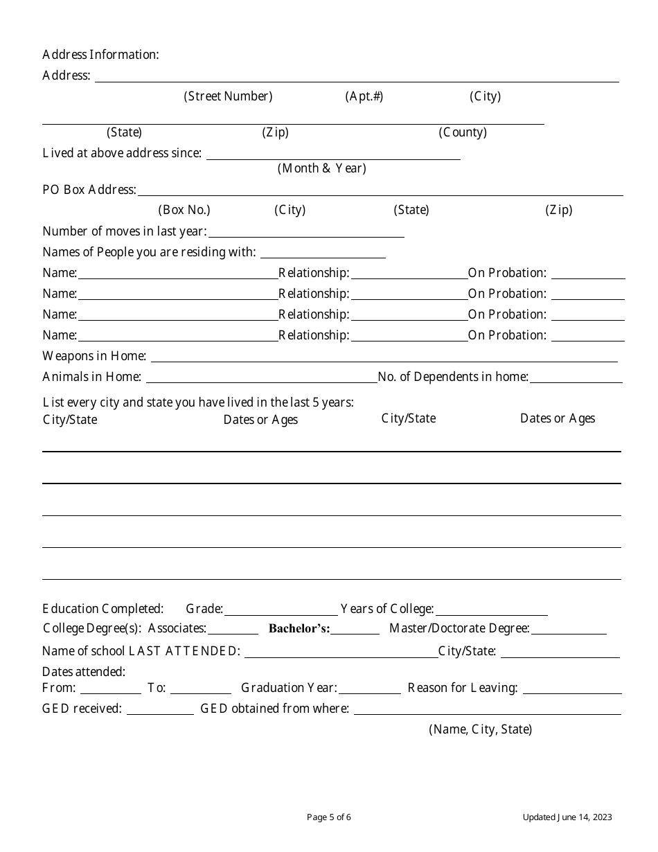 Screening Application - Nebraska, Page 5