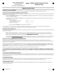 Document preview: Instructions for Form BET Business Enterprise Tax Return - New Hampshire, 2022