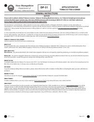 Form DP-31 Application for Tobacco Tax License - New Hampshire, Page 3