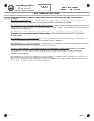 Form DP-31 Application for Tobacco Tax License - New Hampshire, Page 5