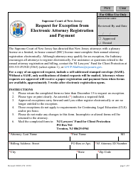 Document preview: Form 11933 Request for Exception From Electronic Attorney Registration and Payment - New Jersey