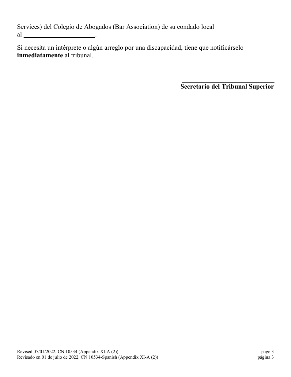 Form 10534 Appendix XI-A (2) Small Claims Summons and Return of Service - New Jersey (English / Spanish), Page 3