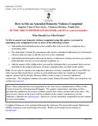 Document preview: Form 12600 Application to Amend Domestic Violence Complaint - New Jersey