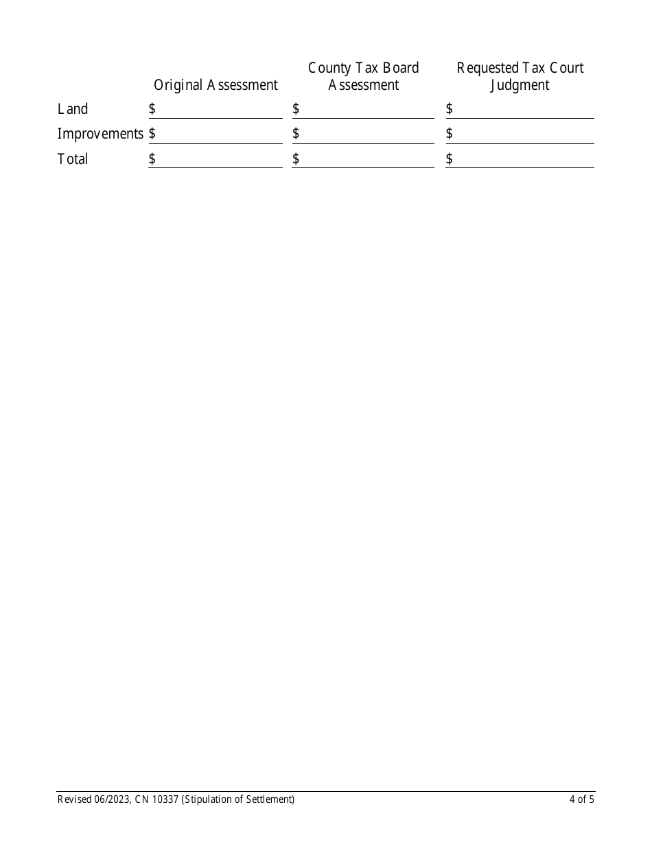 Form 10337 Civil Action - Stipulation of Settlement (Local Property Tax) - New Jersey, Page 4
