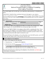 Form 12145 Notice of Parental Rights in Adoption Proceeding (Non-agency Placement) - New Jersey