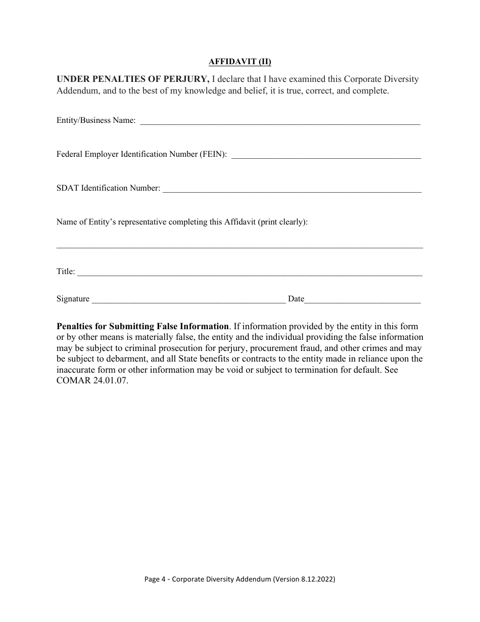 Corporate Diversity Addendum - Maryland, Page 4