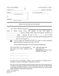 Document preview: Order for Income Withholding - Wyoming