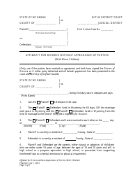 Document preview: Affidavit for Divorce Without Appearance of Parties (With Minor Children) - Wyoming