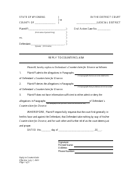 Document preview: Reply to Counterclaim - Wyoming