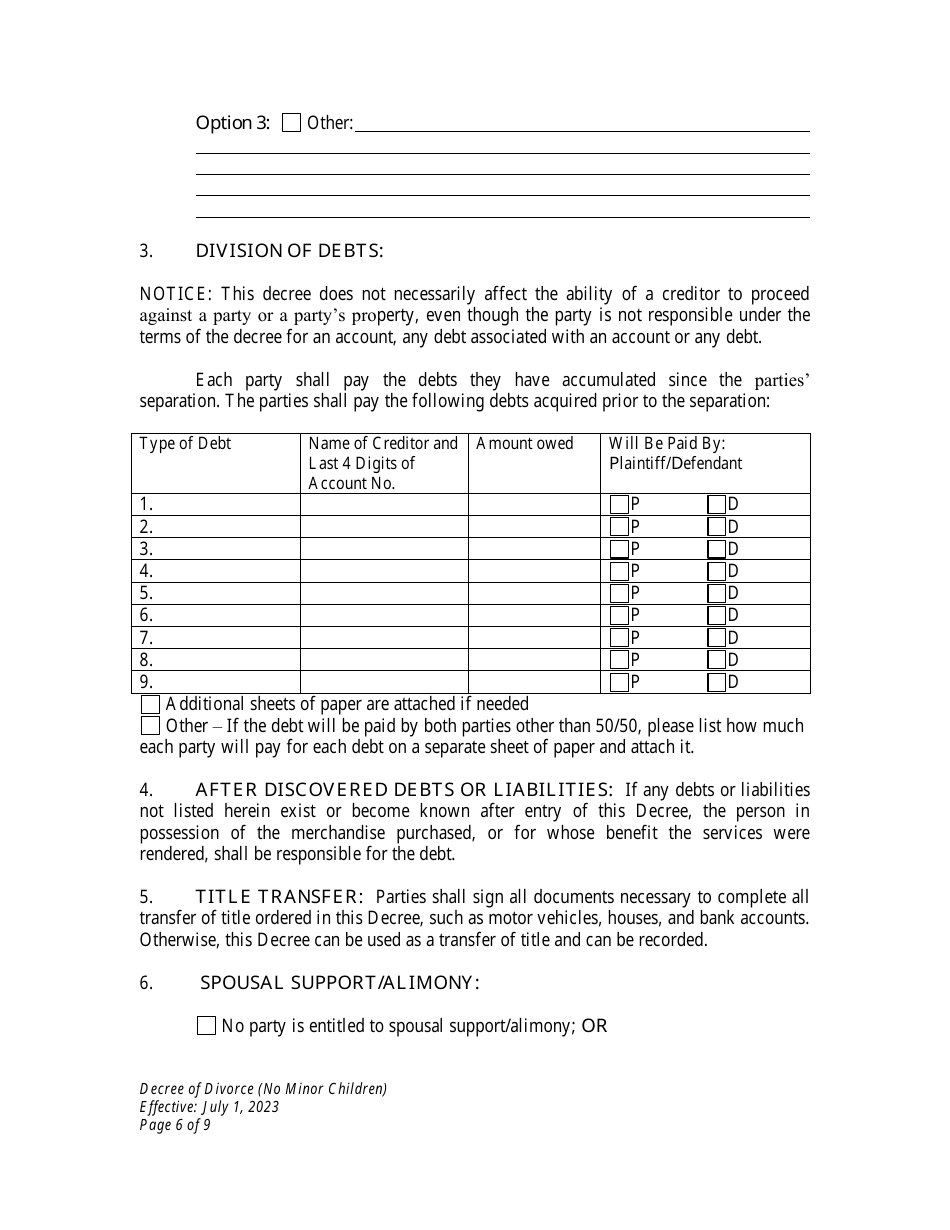 Decree of Divorce - Wyoming, Page 6