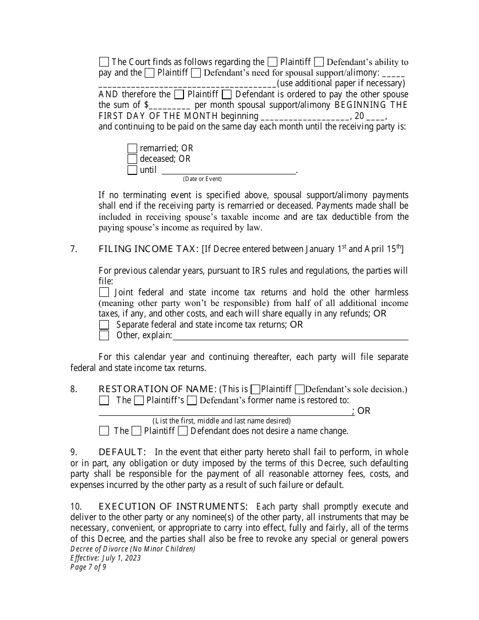 Decree of Divorce - Wyoming, Page 7