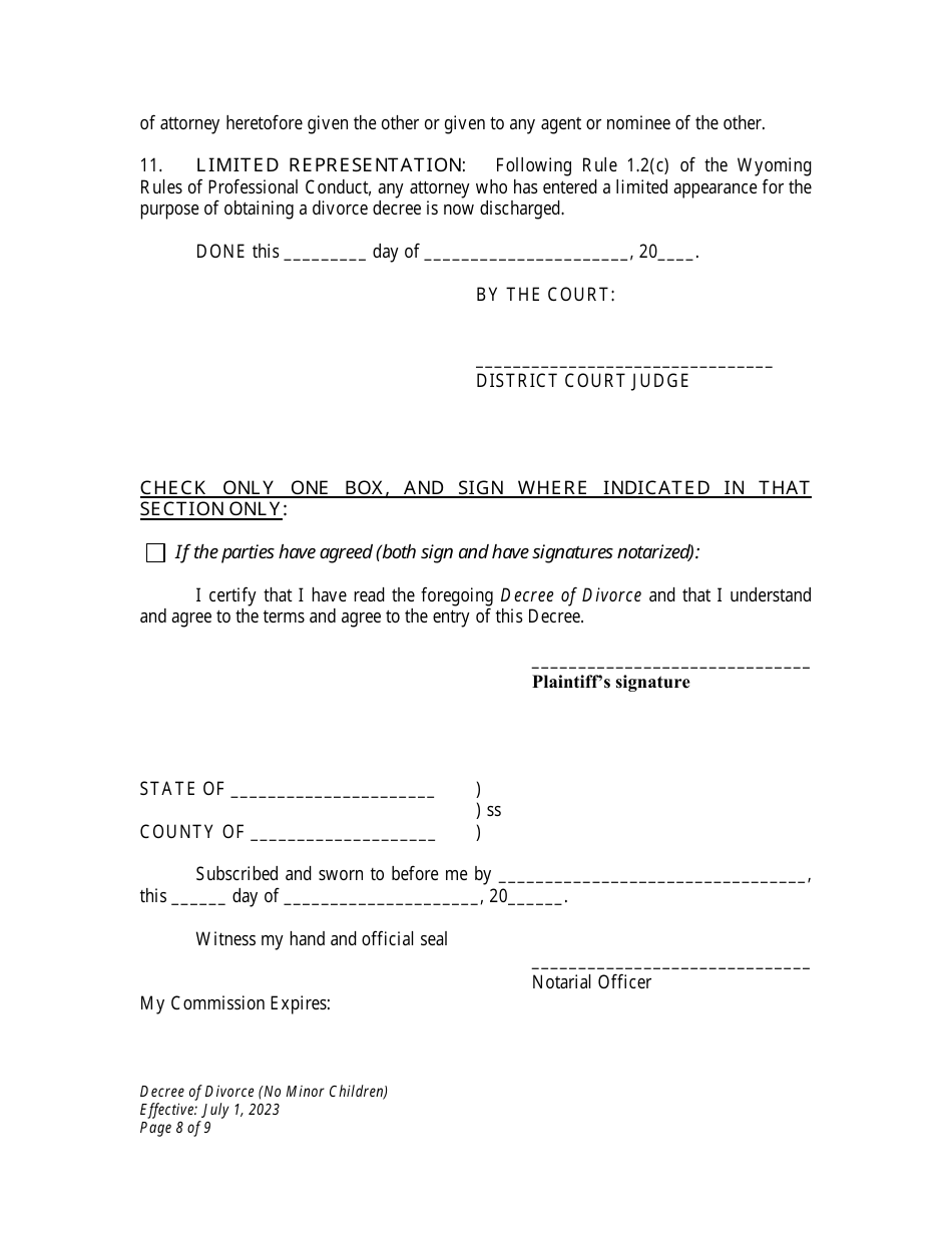 Decree of Divorce - Wyoming, Page 8