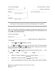 Document preview: Affidavit for Divorce Without Appearance of Parties (No Minor Children) - Wyoming