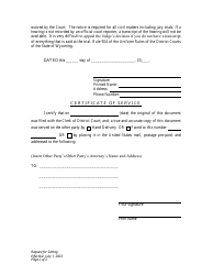Request for Setting - Divorce With No Children - Plaintiff - Wyoming, Page 2