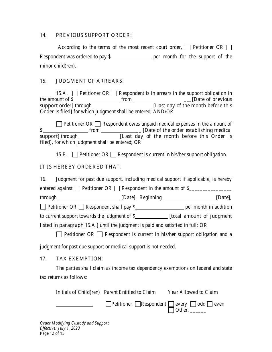 Order Modifying Custody and Support - Wyoming, Page 12