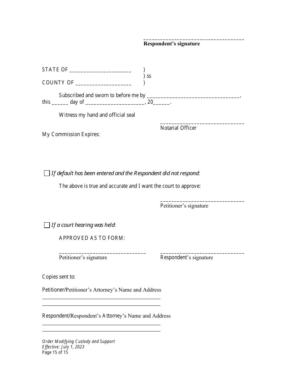 Order Modifying Custody and Support - Wyoming, Page 15