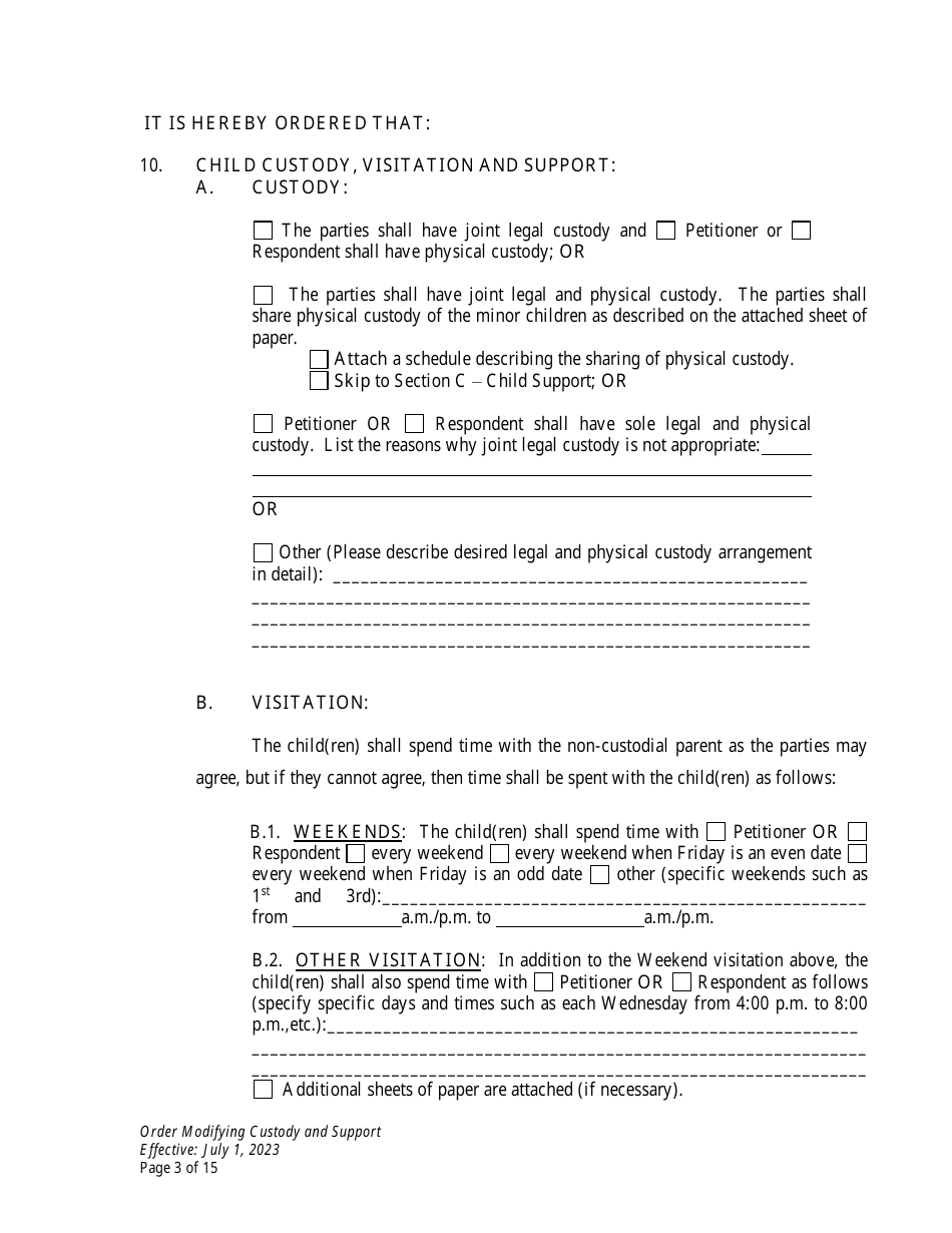 Order Modifying Custody and Support - Wyoming, Page 3