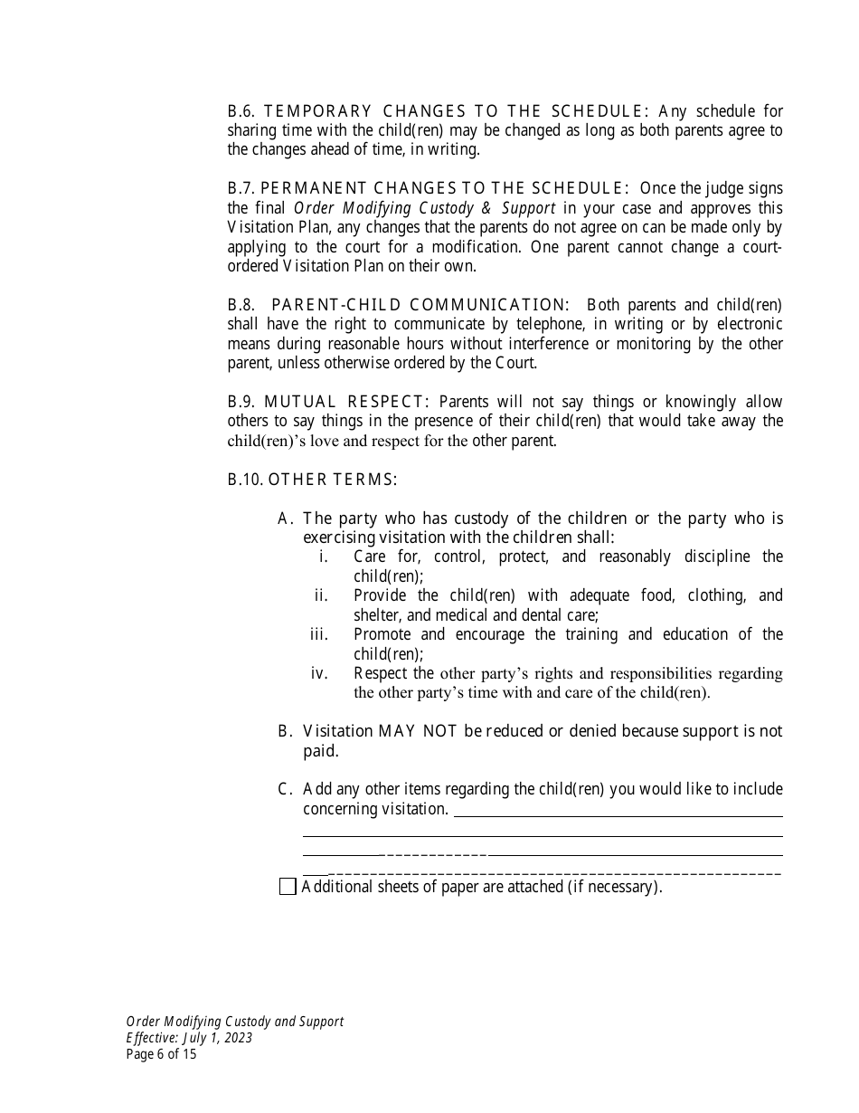 Order Modifying Custody and Support - Wyoming, Page 6