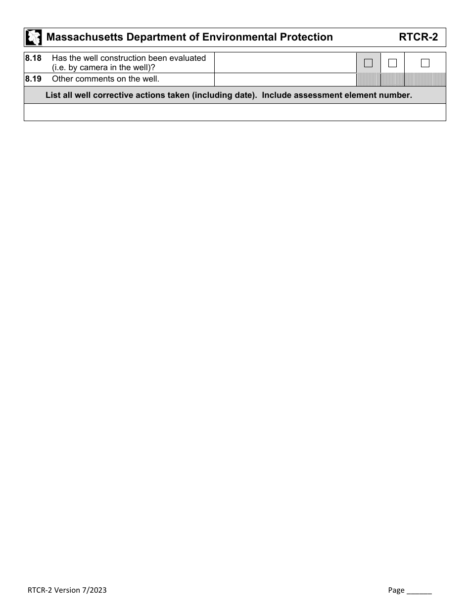 Form RTCR-2 Coliform Bacteria Level 2 Assessment Form - Massachusetts, Page 12