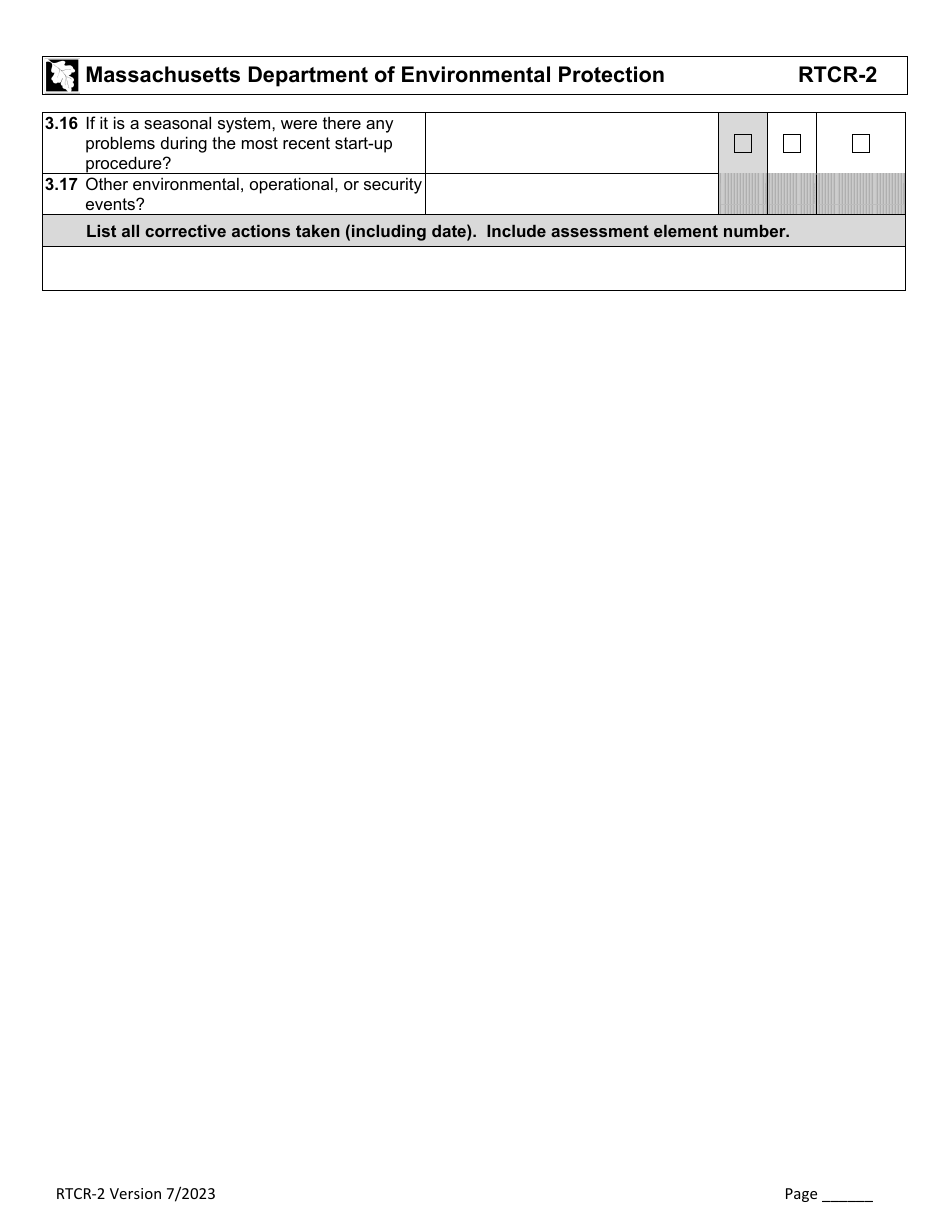 Form RTCR-2 Coliform Bacteria Level 2 Assessment Form - Massachusetts, Page 5