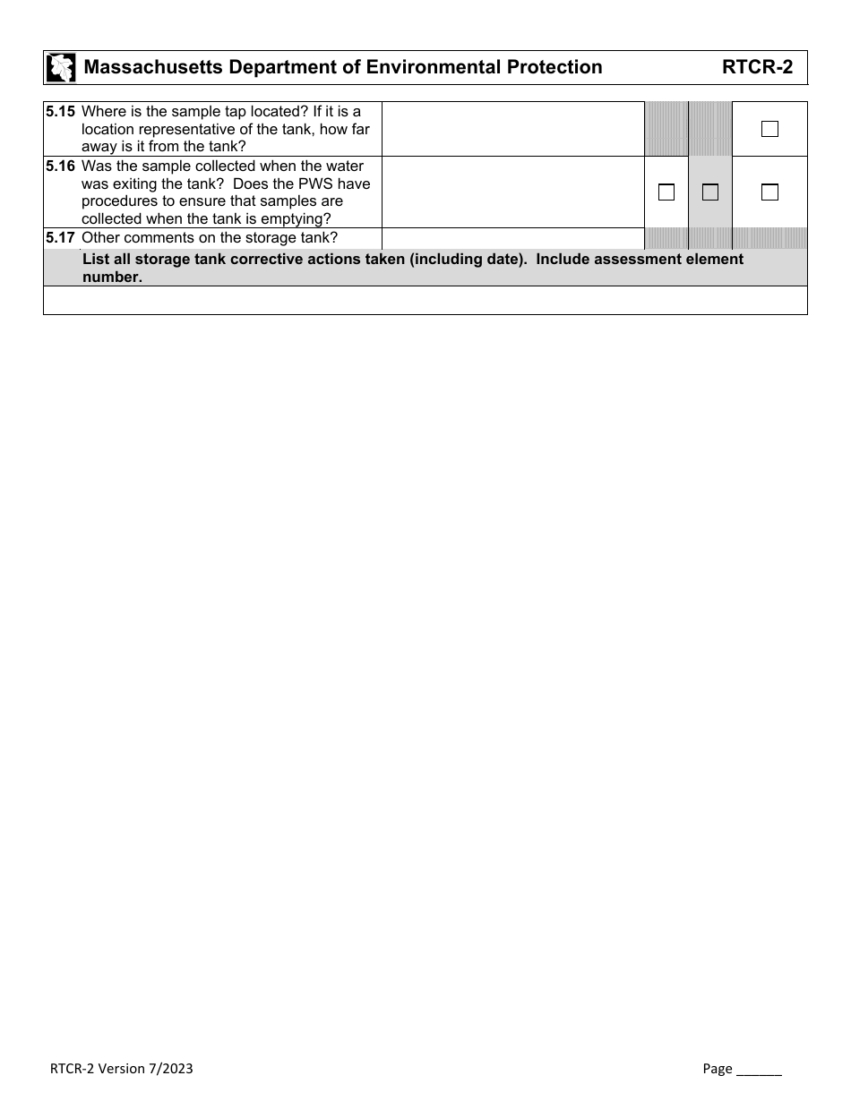 Form RTCR-2 Coliform Bacteria Level 2 Assessment Form - Massachusetts, Page 8