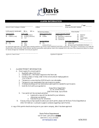 Application for Alarm Permit - City of Davis, California, Page 2