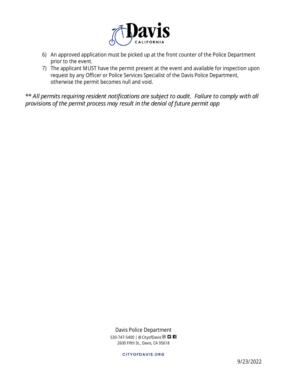 Sound (Noise) Permit Application - City of Davis, California, Page 3
