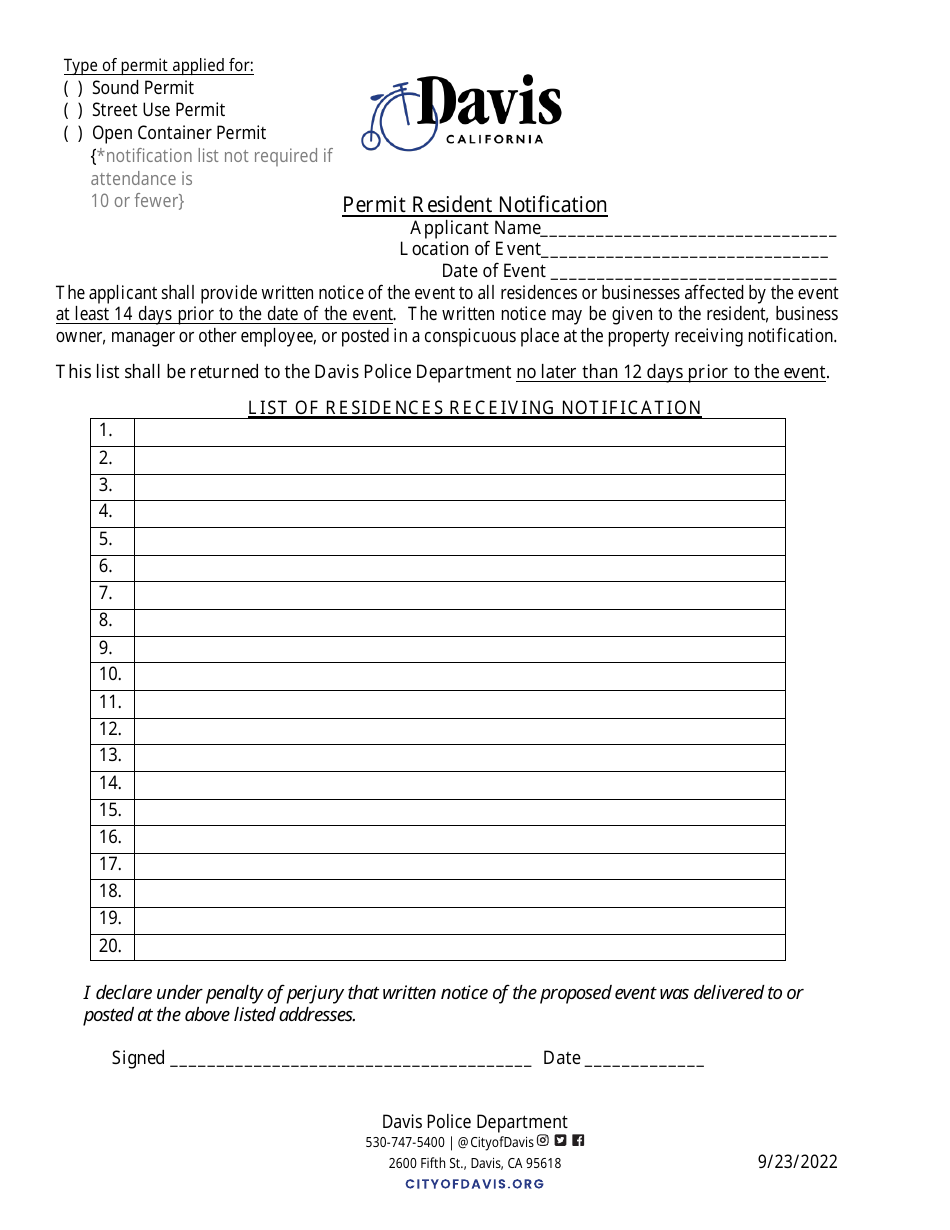 Sound (Noise) Permit Application - City of Davis, California, Page 8