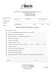 Document preview: Request for Video, Audio TAPES and Photos - City of Davis, California