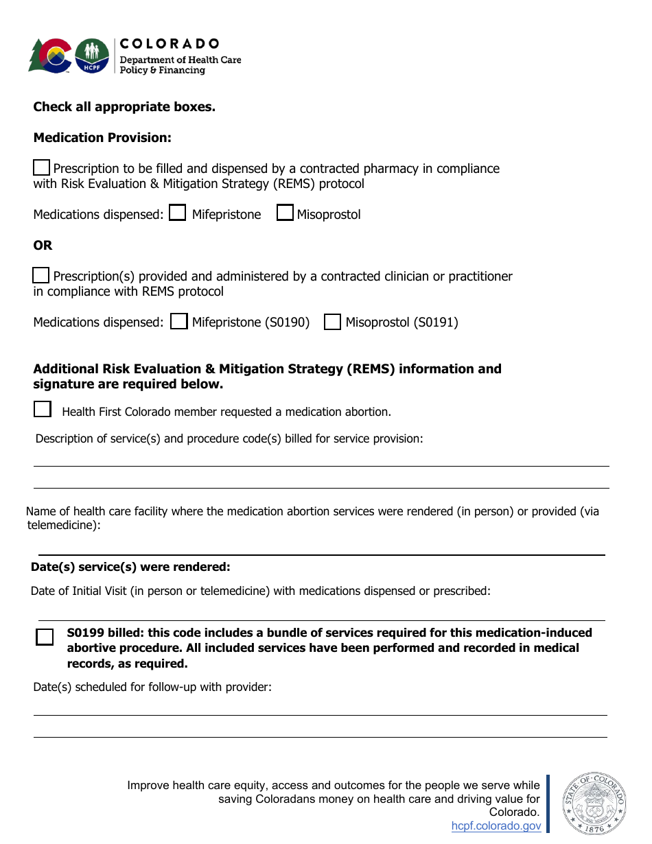 Certification Statement / Case Summary - Abortion Services (Sexual Assault or Incest) - Colorado, Page 2
