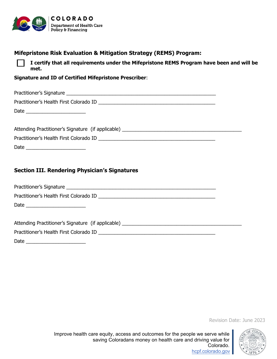 Certification Statement / Case Summary - Abortion Services (Sexual Assault or Incest) - Colorado, Page 3