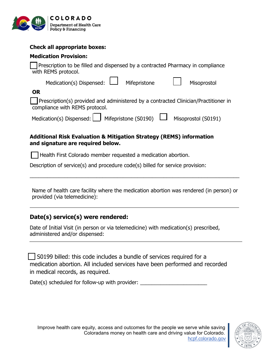 Certification Statement / Case Summary - Abortion Services (Life Endangering Circumstances) - Colorado, Page 3