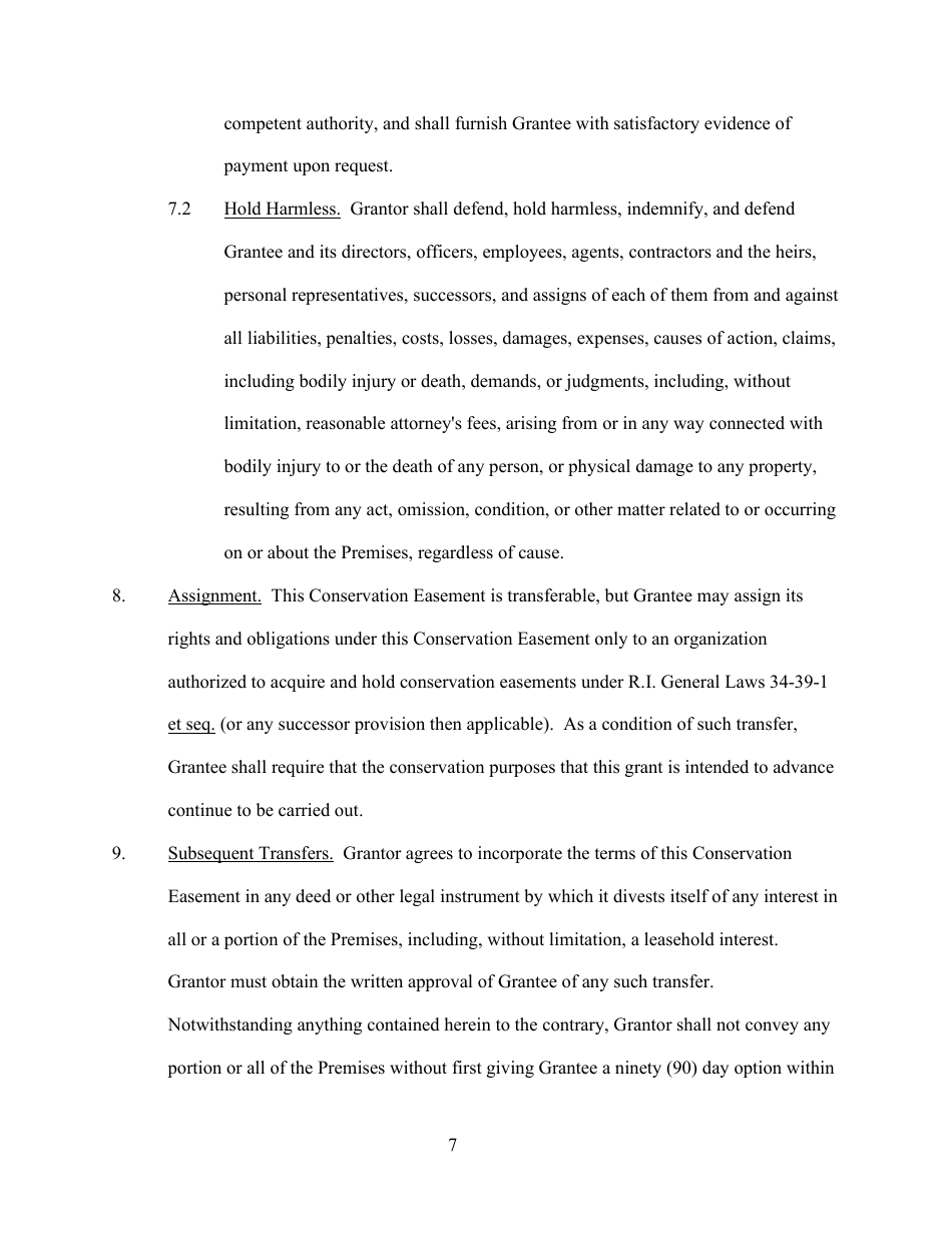 Conservation Easement - Rhode Island, Page 7