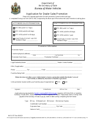 Document preview: Form MVD-357 Application for Dealer Sales Promotion - Maine