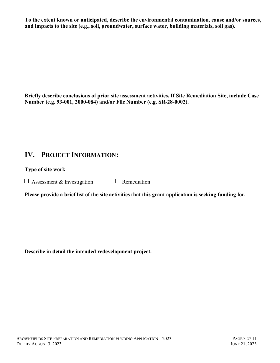 Brownfields Site Preparation and Remediation Funding Application - Rhode Island, Page 3