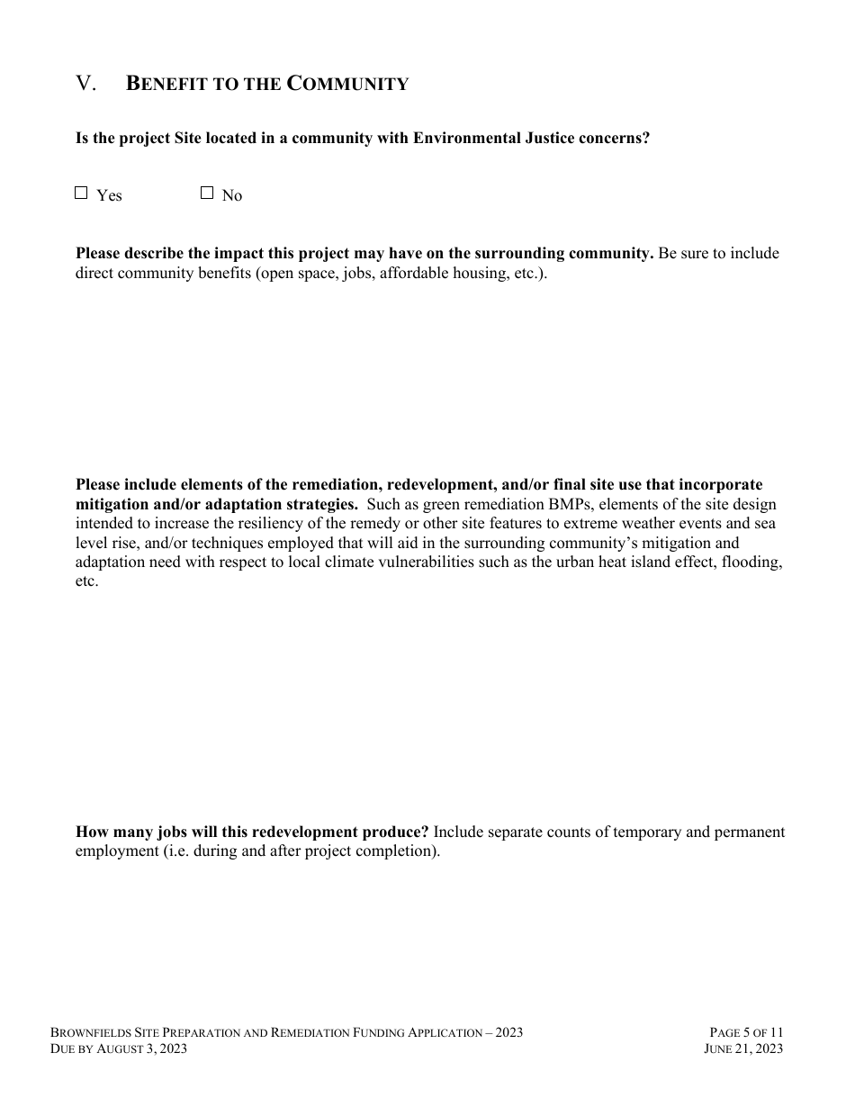 Brownfields Site Preparation and Remediation Funding Application - Rhode Island, Page 5