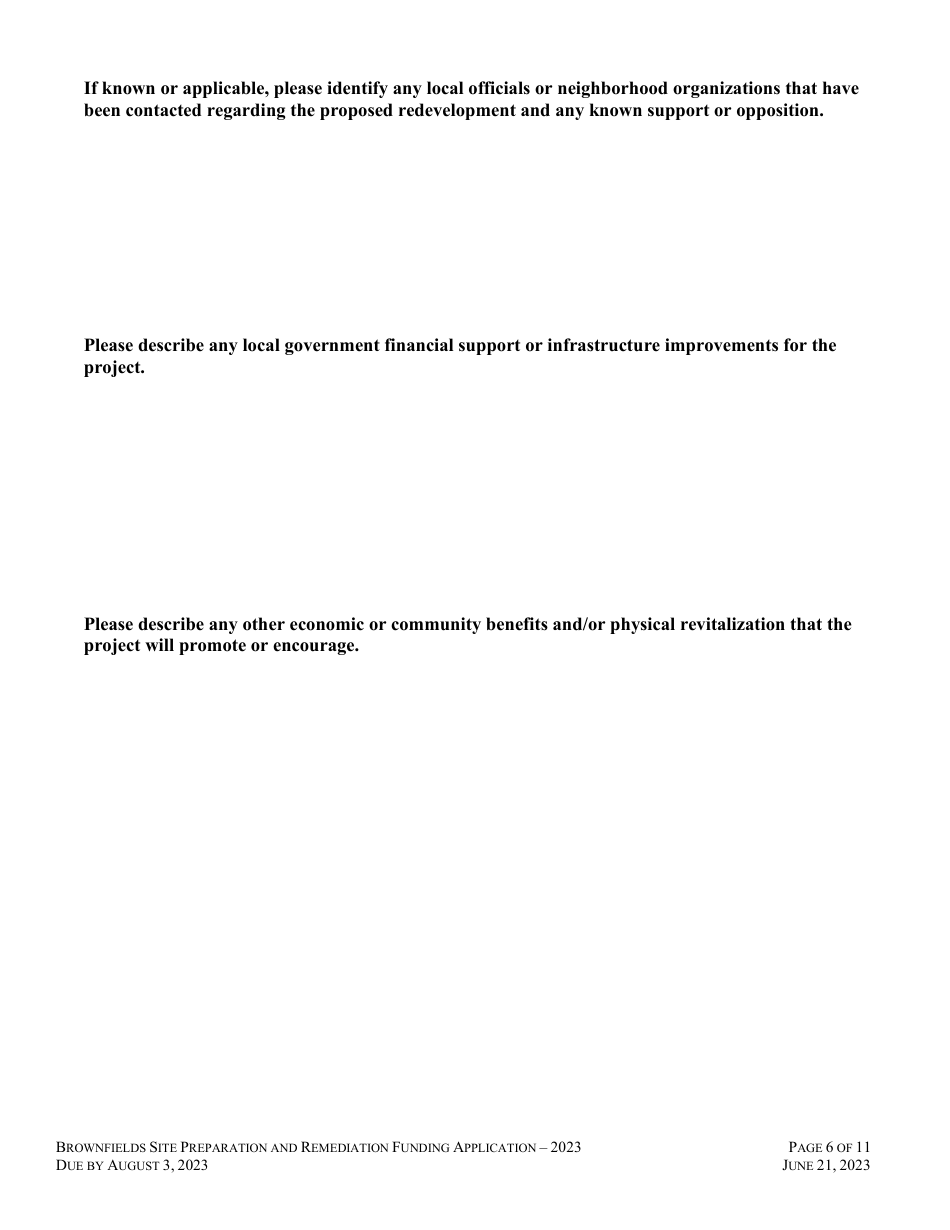 Brownfields Site Preparation and Remediation Funding Application - Rhode Island, Page 6