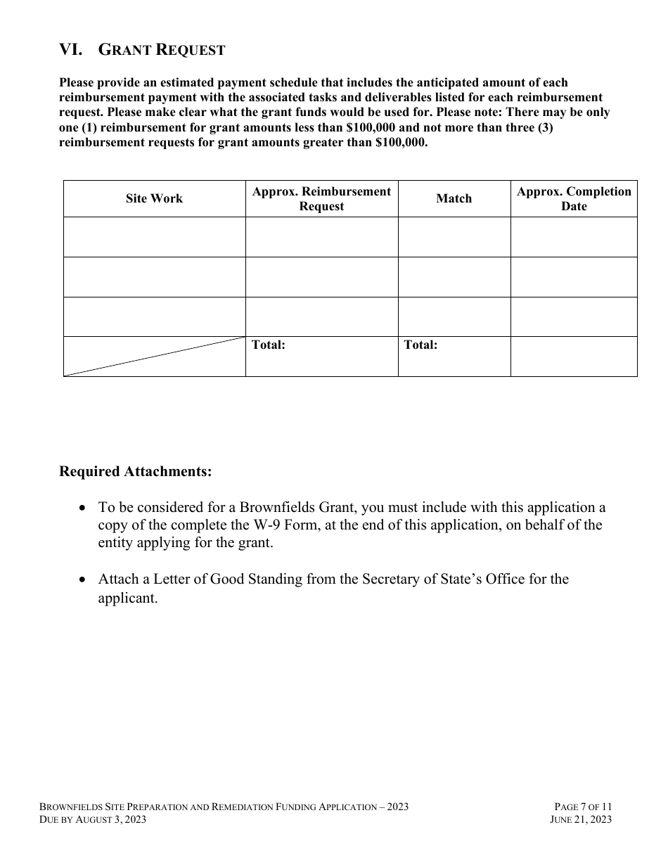 Brownfields Site Preparation and Remediation Funding Application - Rhode Island, Page 7
