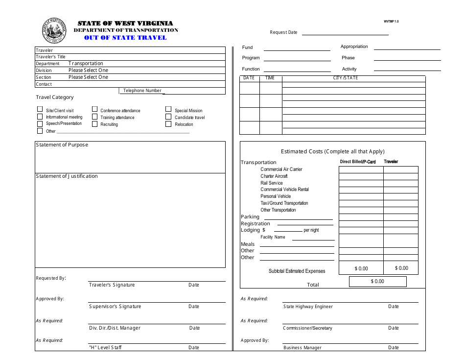 Form DOT-49 Out of State Travel Request - West Virginia, Page 4