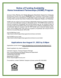 Notice of Funding Availability - Home Investment Partnerships (Home) Program - County of Kern, California
