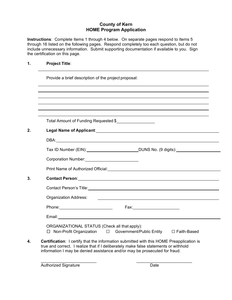 Notice of Funding Availability - Home Investment Partnerships (Home) Program - County of Kern, California, Page 2