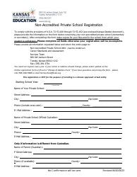 Document preview: Non-accredited Private School Registration - Kansas