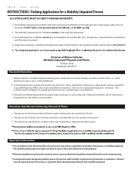Form DMV-41-TR Parking Application for a Mobility Impaired Person - West Virginia, Page 2