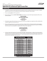 Form DMV-48-J Application for an American Legion License Plate - West Virginia, Page 2