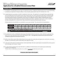 Form DMV-48-D Application for a Disabled Veteran License Plate - West Virginia, Page 2