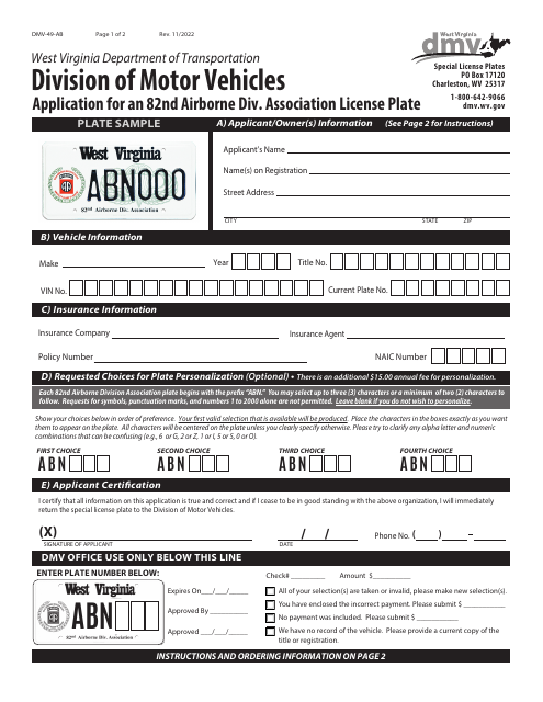 Form DMV-49-AB  Printable Pdf