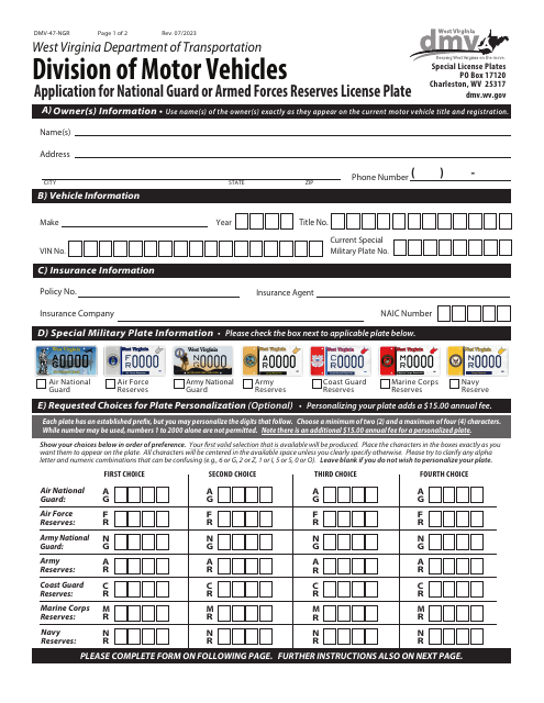 Form DMV-47-NGR  Printable Pdf