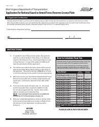 Form DMV-47-NGR Application for National Guard or Armed Forces Reserves License Plate - West Virginia, Page 2