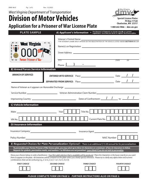 Form DMV-48-E  Printable Pdf