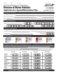 Document preview: Form DMV-48-MR Application for a Special Military Retiree Plate - West Virginia